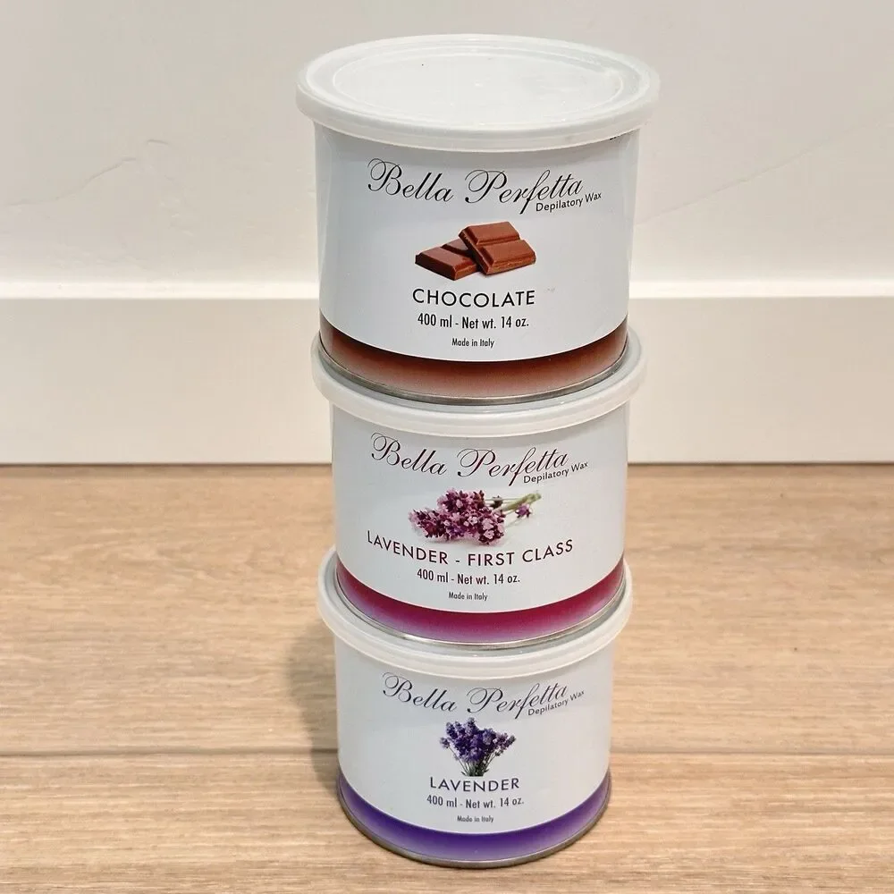 Lot 3 Bella Perfetta Depilatory Wax Lavender Chocolate 400ml 14oz Professional